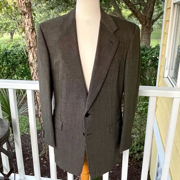 Pal Zileri Vintage Brown/Tan Nailhead Dot 2 Button Blazer. Size 50/US40. No know - Picture 1 of 14